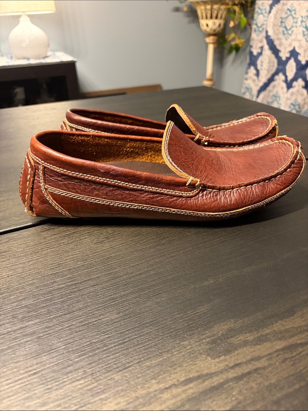 Duluth Trading Co Men's Bison Leather Driving Moccasins Brown 9M 12018